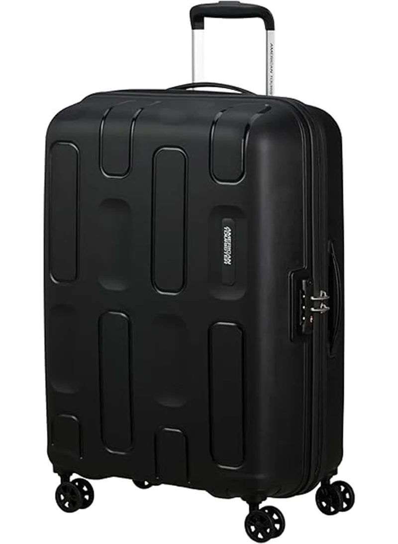 Ellipso Suitcase, Check-In Size 68 cm / 25 inch, 4 Spinner Wheels, Hard Top, Polypropylene, Black|Lightweight|Scratch Resistant Texture|TSA Lock - 3 Years International Warranty