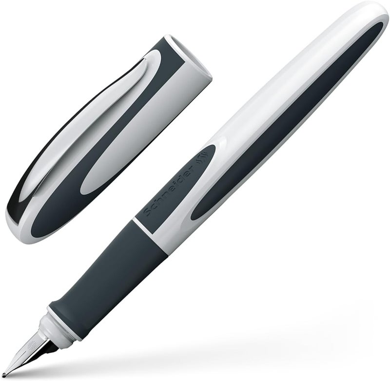 Schneider Ray Fountain Pen, Left-Handed, Spring-Loaded Grip, Blue/Grey & White/Grey - Image 1