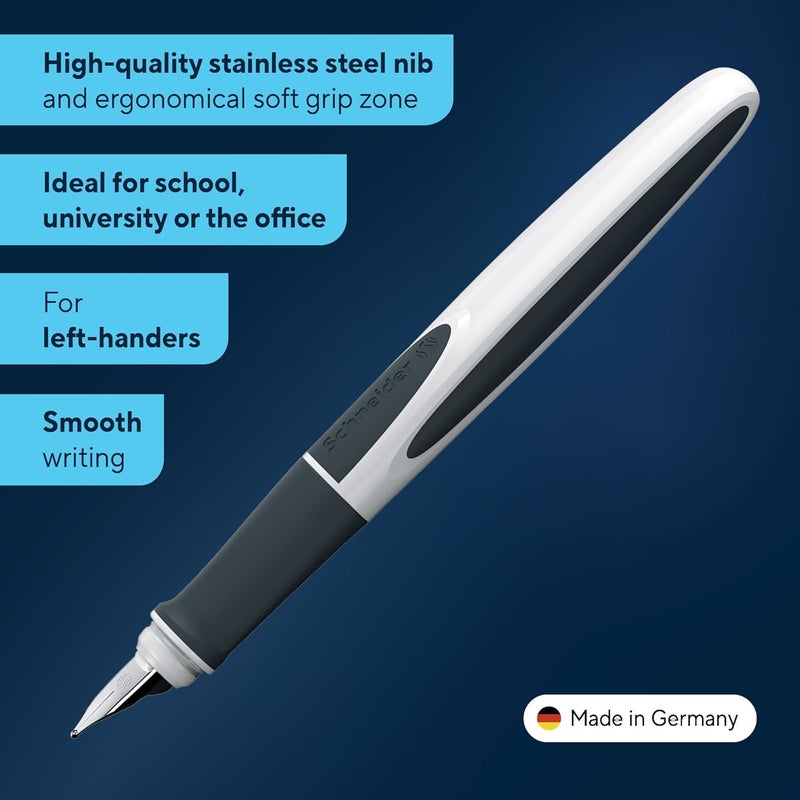 Schneider Ray Fountain Pen, Left-Handed, Spring-Loaded Grip, Blue/Grey & White/Grey - Image 2