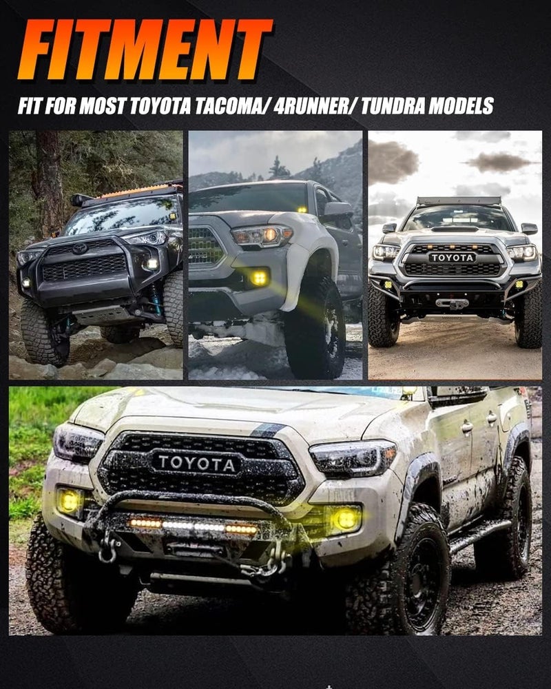 Auxbeam حاملات أضواء الضباب XP-Ultra Series 3 بوصة، لتويوتا 2012-2022 تاكوما، 2010-2022 4Runner، 2014-2022 تندرا، حاملات تثبيت LED، مجموعة تثبيت شريط الضوء، جانبين، زوج - Image 2