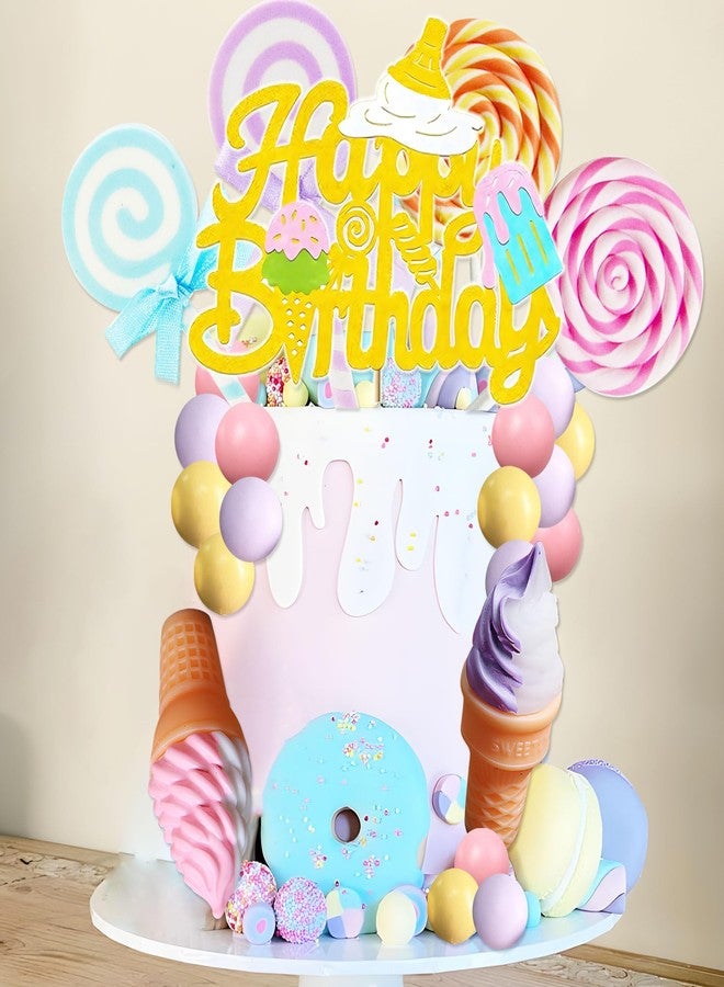Roaring Good Time Candy Cake Toppers Ice Cream Cake Topper Candyland Cake Topper with Ice Cream for Sweet Theme Birthday Baby Shower Bridal Shower Party Supplies - Image 3