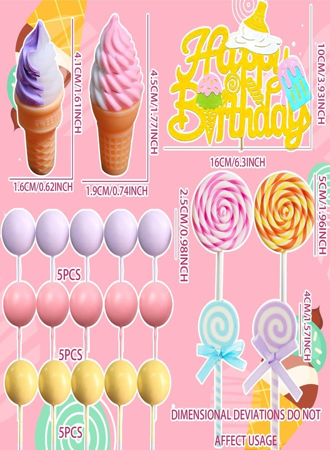 Roaring Good Time Candy Cake Toppers Ice Cream Cake Topper Candyland Cake Topper with Ice Cream for Sweet Theme Birthday Baby Shower Bridal Shower Party Supplies - Image 2