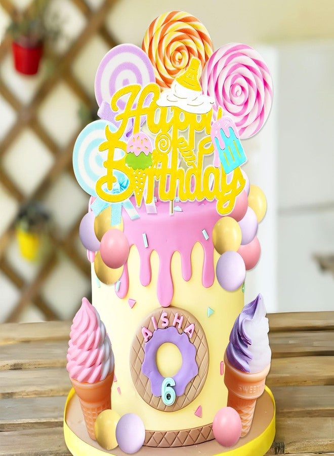 Roaring Good Time Candy Cake Toppers Ice Cream Cake Topper Candyland Cake Topper with Ice Cream for Sweet Theme Birthday Baby Shower Bridal Shower Party Supplies - Image 4
