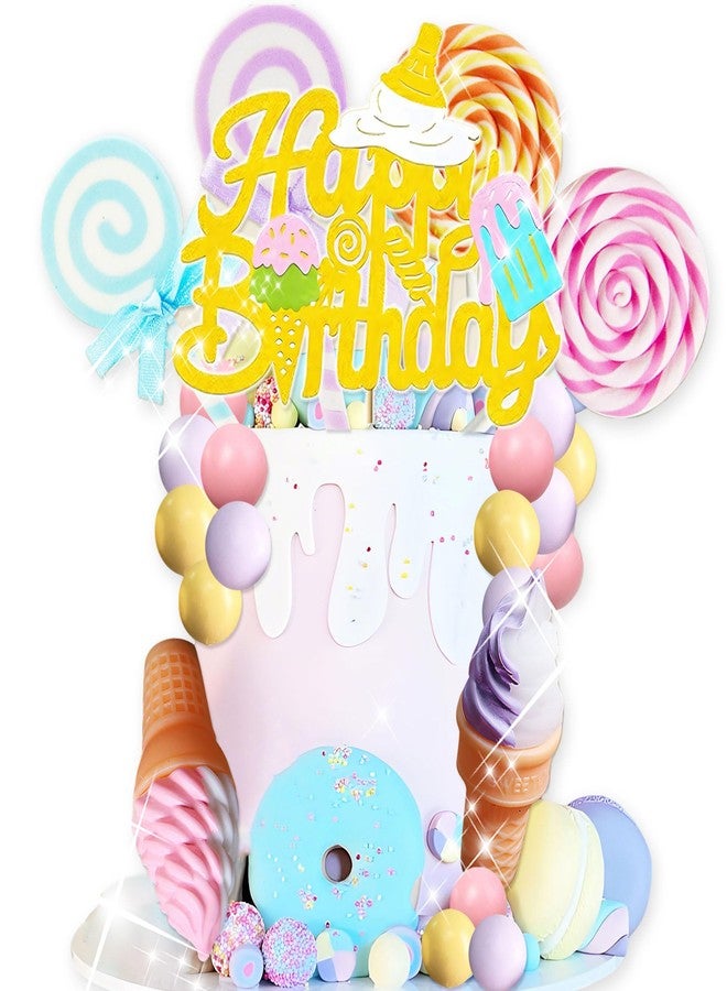 Roaring Good Time Candy Cake Toppers Ice Cream Cake Topper Candyland Cake Topper with Ice Cream for Sweet Theme Birthday Baby Shower Bridal Shower Party Supplies - Image 1