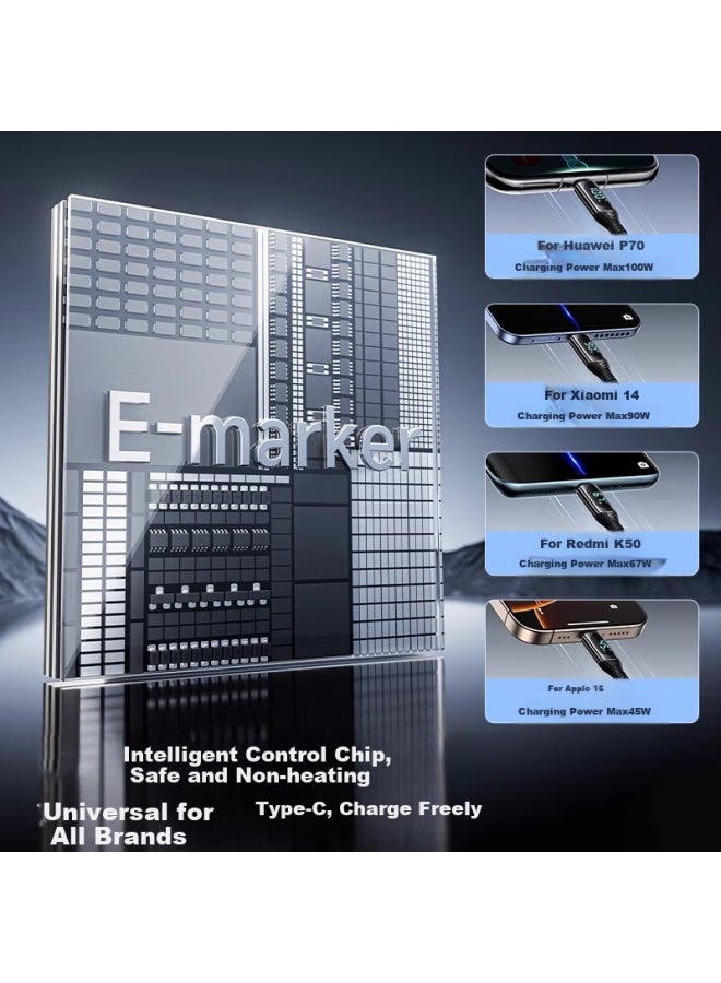 CAN Fit Dual-head Type-c Data Cable, Pd100w/80w Fast Charging Cable, Tungsten Gold Digital Display, Suitable For Apple 16/15/huawei Xiaomi, Ctoc Tablet Car Charger, 1.5 Meters - Image 4