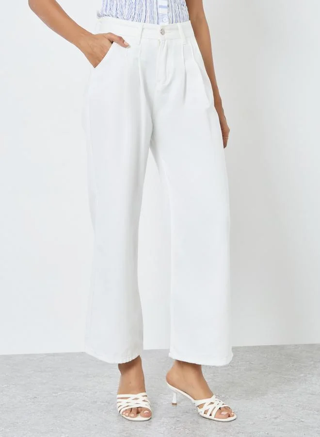Take Two Take Two Solid Mid Rise Wide Leg Jeans