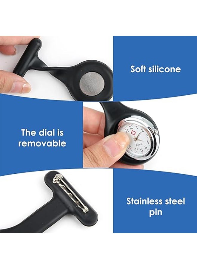 2 Pack Silicone Gel Nurse Analog Pocket Watch Black - Image 4