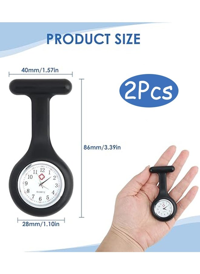 2 Pack Silicone Gel Nurse Analog Pocket Watch Black - Image 2