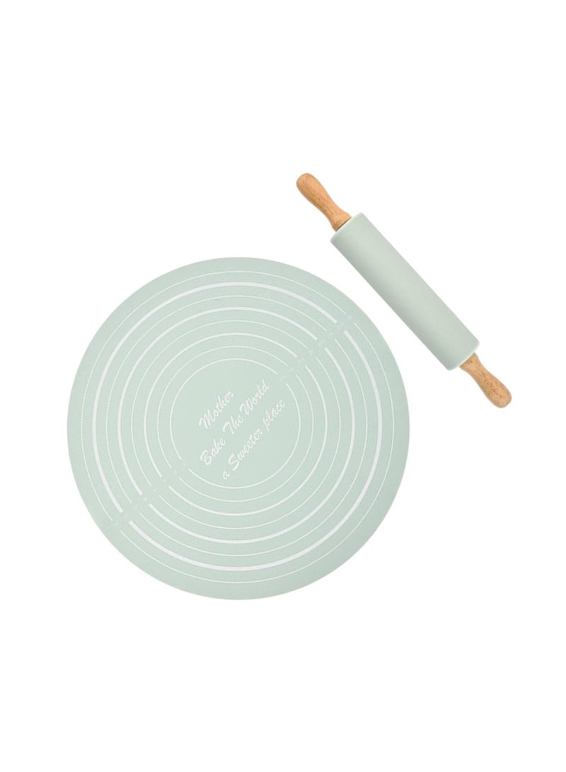 Baking Set Of Rolling Pin And Dough Silicone Sheet