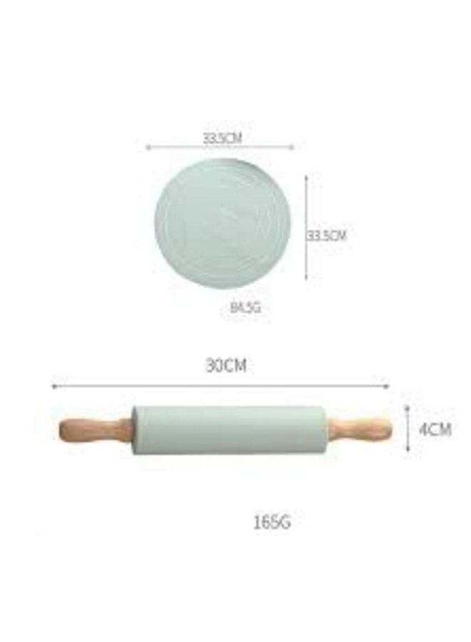 Baking Set Of Rolling Pin And Dough Silicone Sheet