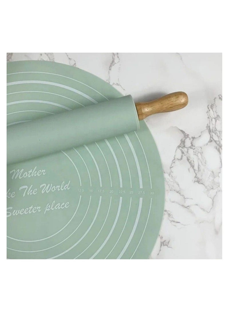 Baking Set Of Rolling Pin And Dough Silicone Sheet