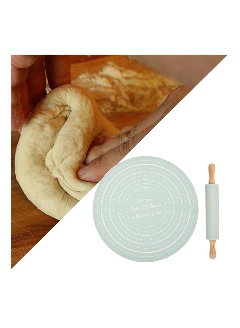 Baking Set Of Rolling Pin And Dough Silicone Sheet