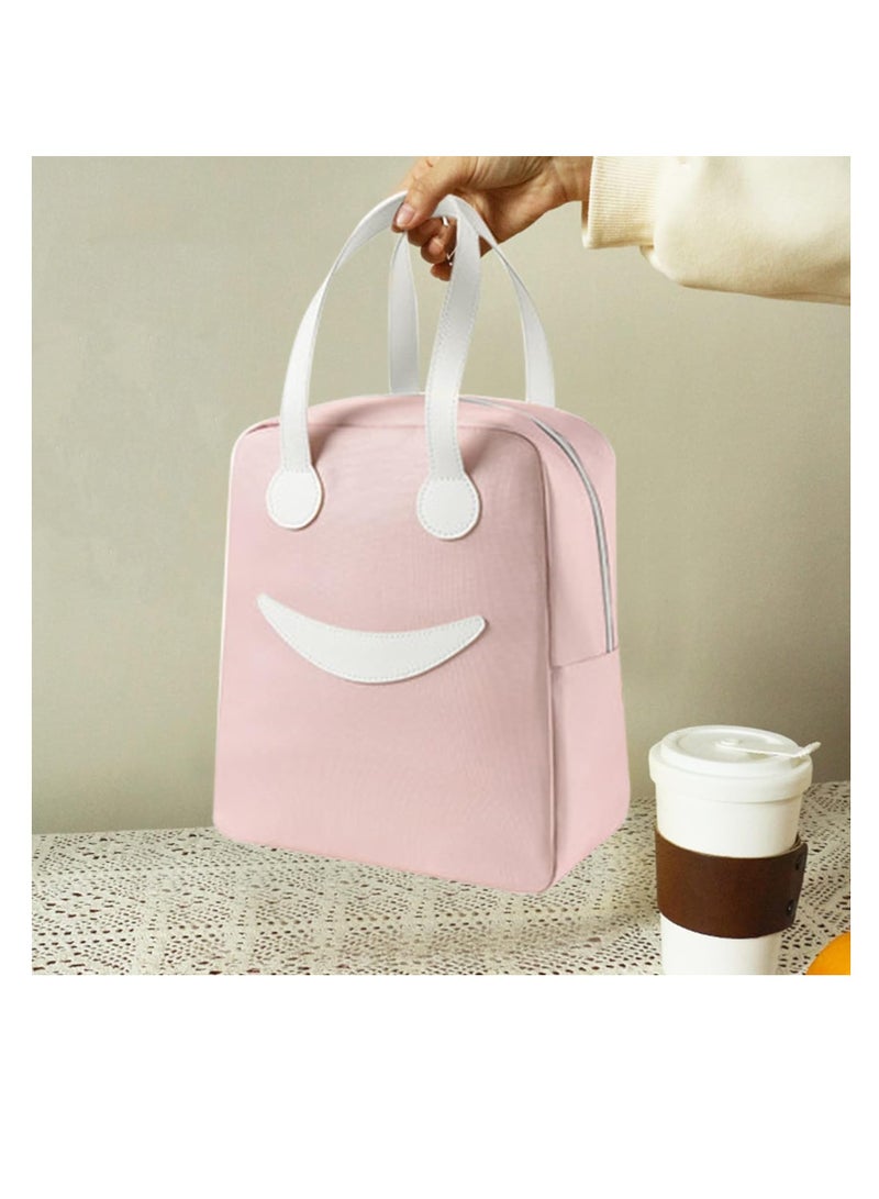 MAGIC PLUS Lunch Bag for Kids to School  Insulated Bags Tiffin Carrier with Leakproof Lining  Perfect for School College  Office and Travel Keeps Food Hot or Cold Women Smiley Lunch Bag  Pink - Image 1