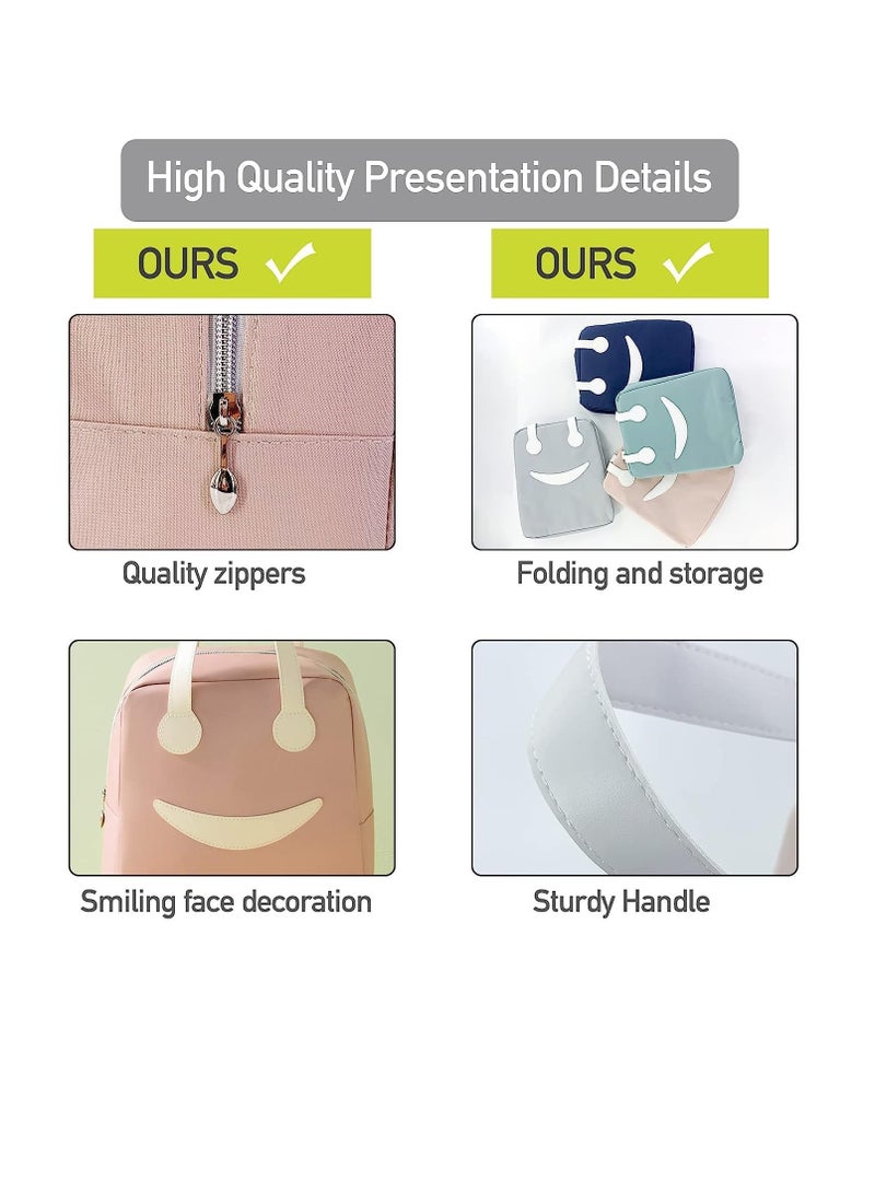 MAGIC PLUS Lunch Bag for Kids to School  Insulated Bags Tiffin Carrier with Leakproof Lining  Perfect for School College  Office and Travel Keeps Food Hot or Cold Women Smiley Lunch Bag  Pink - Image 2