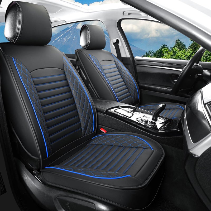 Vankerful Leather Seat Covers for CarsCar Seat Covers Full SetAutomotive Seat Covers for TrucksSUVLeatheretteUniversal FitAirbag Compatible Vehicles Seats CushionsFull SetBlackBlue