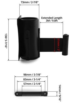 Y&D Queue Barrier Belt, Retractable Barrier, Wall Mounted Pull Out Queuing Safety Tape Cordon with 9ft / 3m Belt for Retail Stores, Airports, Banks, School, Color Black  - Image 5