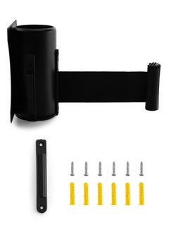 Y&D Queue Barrier Belt, Retractable Barrier, Wall Mounted Pull Out Queuing Safety Tape Cordon with 9ft / 3m Belt for Retail Stores, Airports, Banks, School, Color Black  - Image 1