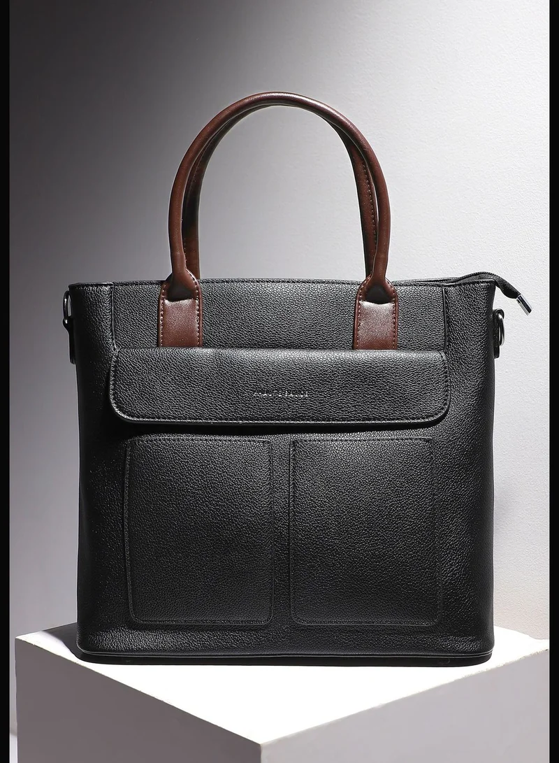 Haute Sauce Solid Zip Lock Regular Faux Leather Hand Bag with Detachable Strap For Women
