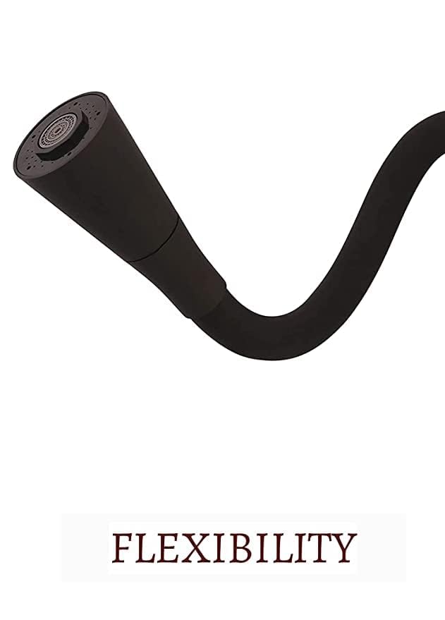 Bathoyum Black Sink Tap for Kitchen Flexible Neck Dual Flow Grey Color 2 Function Shower FlowFoam Flow Wall Mount Chrome Finish Black - Image 2