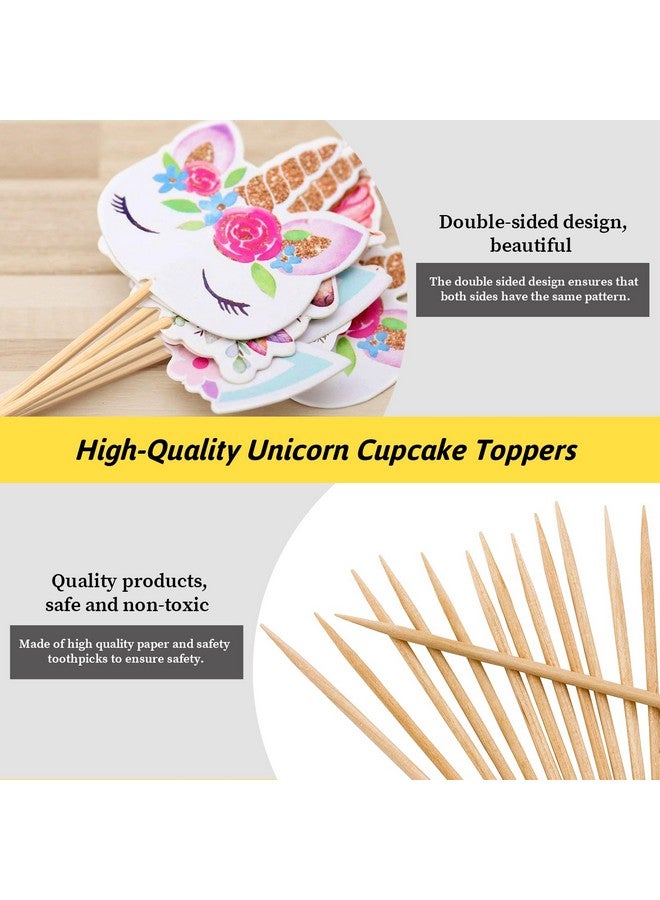Coopache 48 Pieces Rainbow Unicorn Cupcake Toppers, Cupcake Picks Cake Decorations, Double Sided Unicorn Cake Topper Set Birthday Baby Shower Party Supplies - Image 3