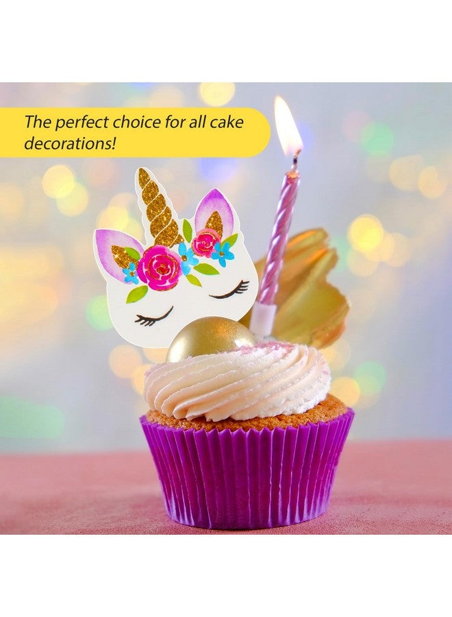 Coopache 48 Pieces Rainbow Unicorn Cupcake Toppers, Cupcake Picks Cake Decorations, Double Sided Unicorn Cake Topper Set Birthday Baby Shower Party Supplies - Image 5