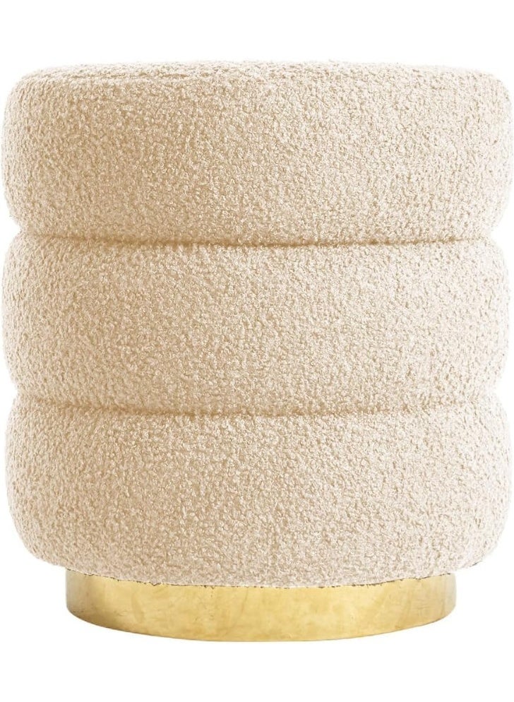 Luxury Modern Design Ottoman Chair - Suitable for Living Room, Bedrooms and Modern Decor - High Quality Soft Fabric - Elegant Gold Metal Base - Beige - Image 1