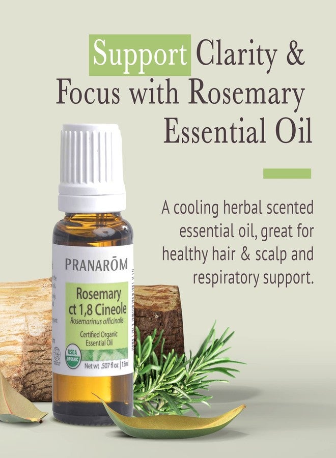 Pranarom USDA Certified Organic Rosemary Cineole Essential Oil (15ml, 100% Pure Undiluted Therapeutic Grade from Tunisia for Aromatherapy, Diffuser, Meditation, Massage, Relaxation - Image 2