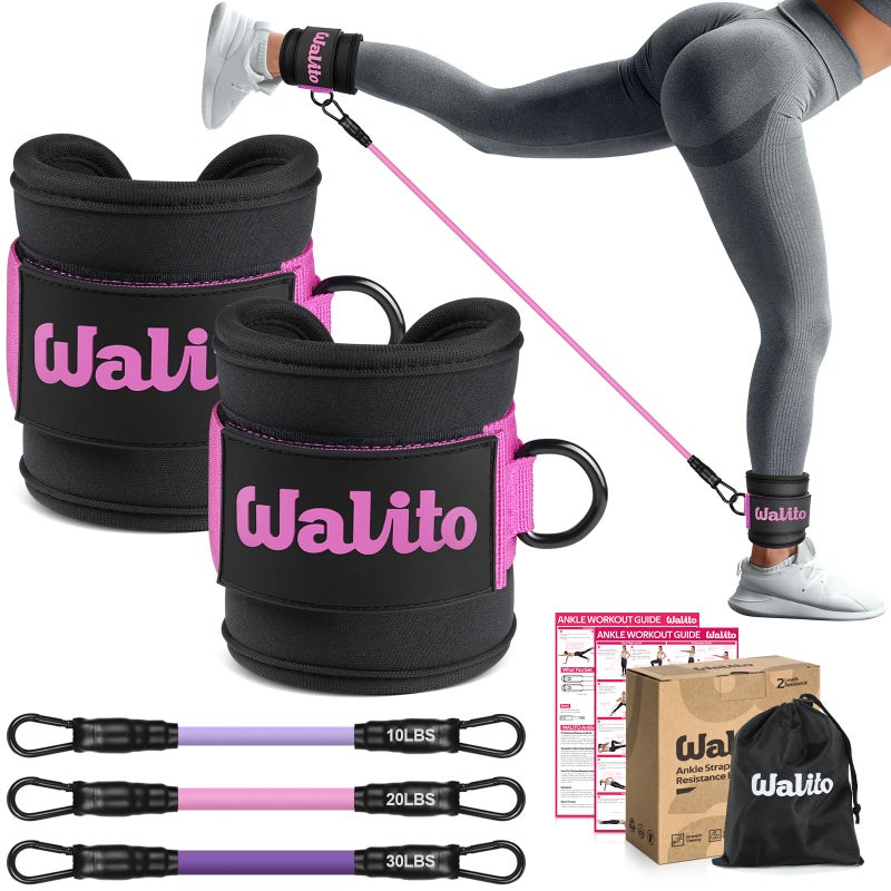 WALITO Ankle Resistance Bands with Cuffs, Ankle Bands for Working Out, Ankle Straps for Women, Exercise Bands for Legs and Butt, Booty Workout Equipment for Kickbacks Hip Fitness Training - Image 1