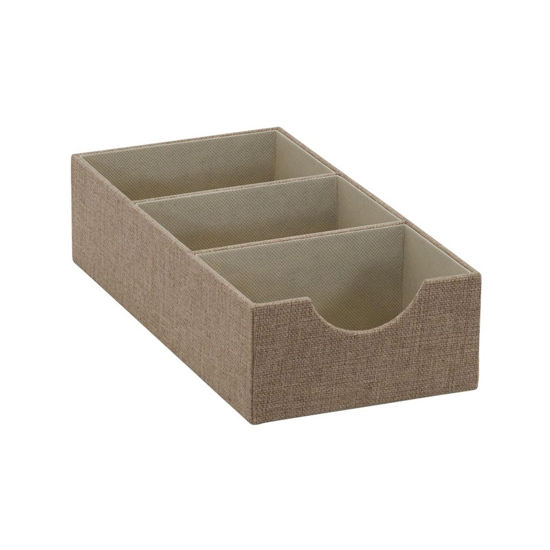 Household Essentials Brown 722-1 Deep 3 Section Drawer Organizer Box For Storage | 12 In X 6.13 In X 3.13 - Image 1