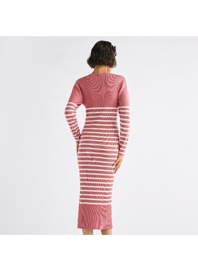 سبلاش فيڤ فستان محبوك مخطط - Image 4