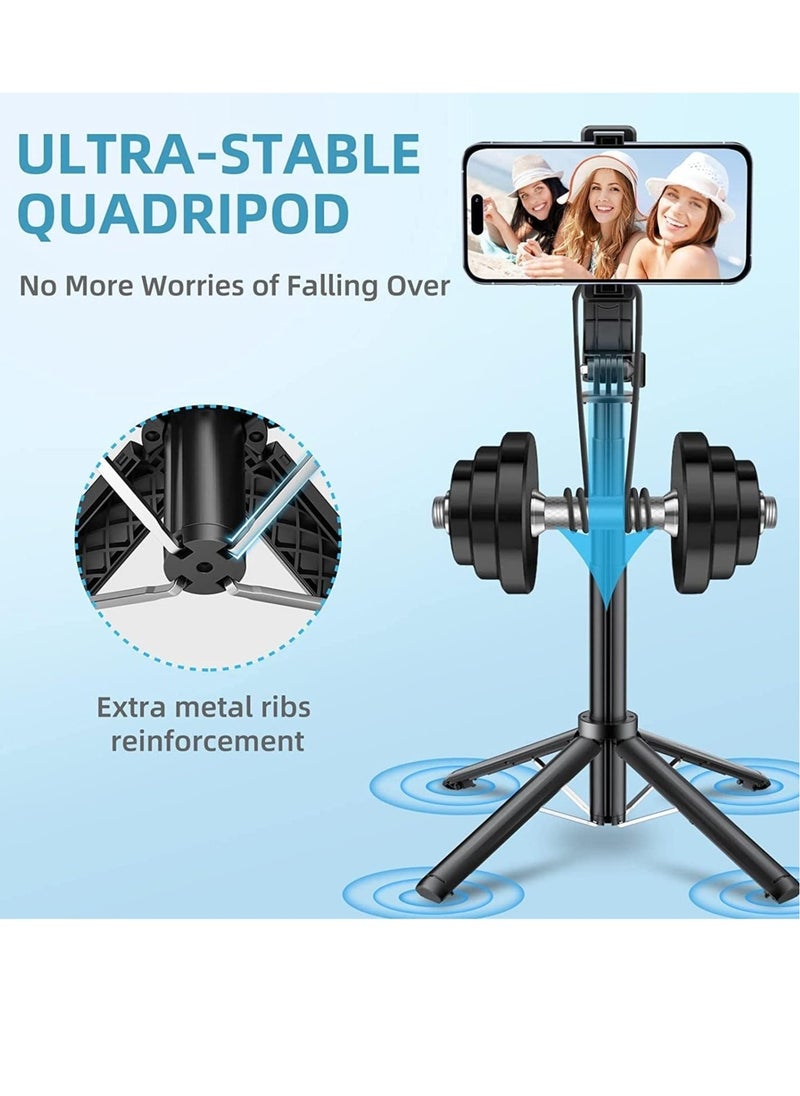 Raxoom Selfie Stick 80cm Length Tripod Quadrapod, Extendable Selfie Stick phone Tripod Quadrapod with Bluetooth Wireless Remote Phone Holder  - Image 2