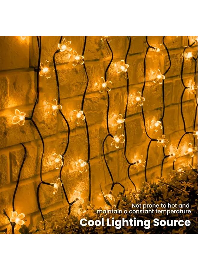 Warm Cherry Blossom Solar String Lights 7m 50led 8 Function Outdoor Garden Patio Yard Decor For Easter Birthday Party Wedding Holiday Lawn Christmas Supplies - Image 3
