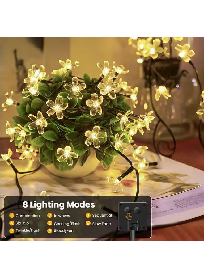 Warm Cherry Blossom Solar String Lights 7m 50led 8 Function Outdoor Garden Patio Yard Decor For Easter Birthday Party Wedding Holiday Lawn Christmas Supplies - Image 5
