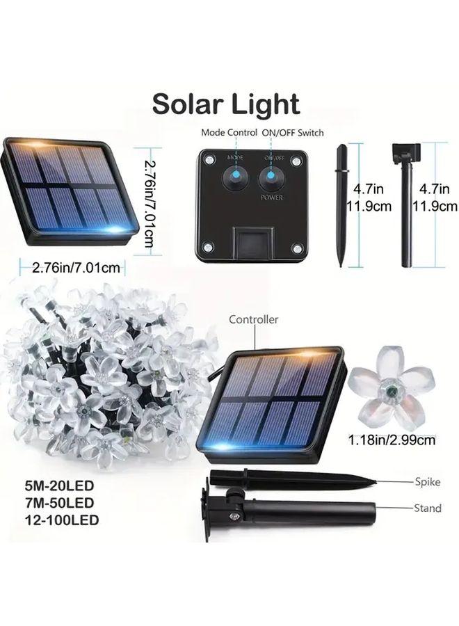 Warm Cherry Blossom Solar String Lights 7m 50led 8 Function Outdoor Garden Patio Yard Decor For Easter Birthday Party Wedding Holiday Lawn Christmas Supplies - Image 2
