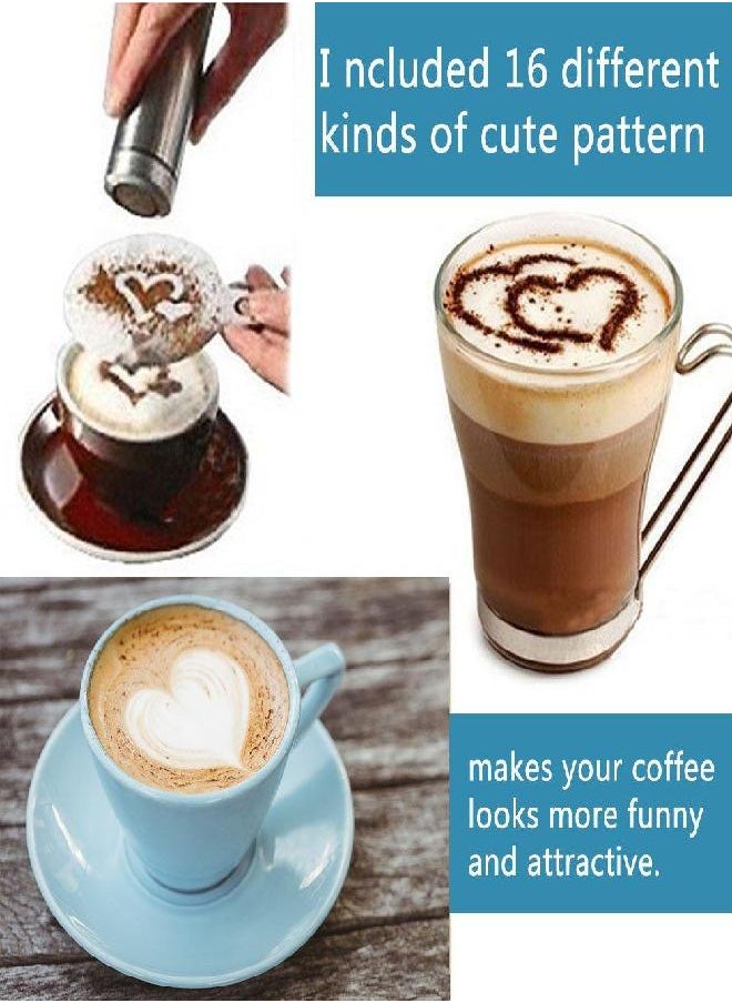 16 Pcs Coffee Decorating Stencils, Plastic Latte Art Stencils Barista Template Coffee Template Stencils for Decorating Oatmeal Cupcake