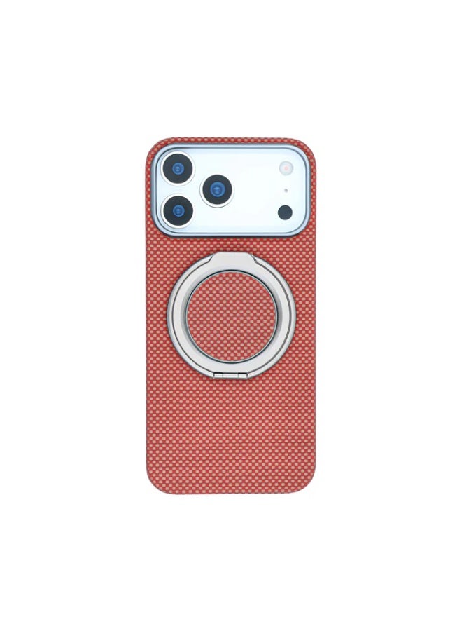 A-Case Desen Series Aramid-Fiber Magnetic Phone Grip with Metal Stand – Ultra-Strong MagSafe Grip, Ergonomic Metal Ring & Fold-Out Kickstand – Orange - Image 5