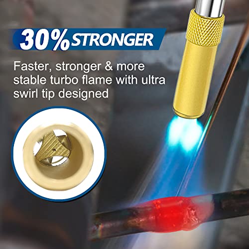 GorFanty Propane Torch Head with 47Ft Hose MAP Mapp Gas Torch kit Turbo Torch Self Igniter Trigger Start Adjustable Flame Valve Brass Tip CGA600 Interface for Soldering Brazing Plumbing Welding BBQ Lighting - Image 3