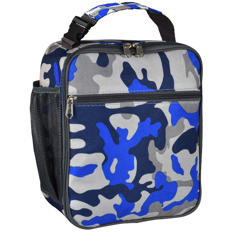 IWTTWY Insulated Lunch Bag, Leakproof Portable Box for Women Men Boys Girls, Large Capacity Cooler Bag with Handle and Bottle Pocket for Office School Camping Hiking Outdoor Beach Picnic (Camo Blue) - Image 1