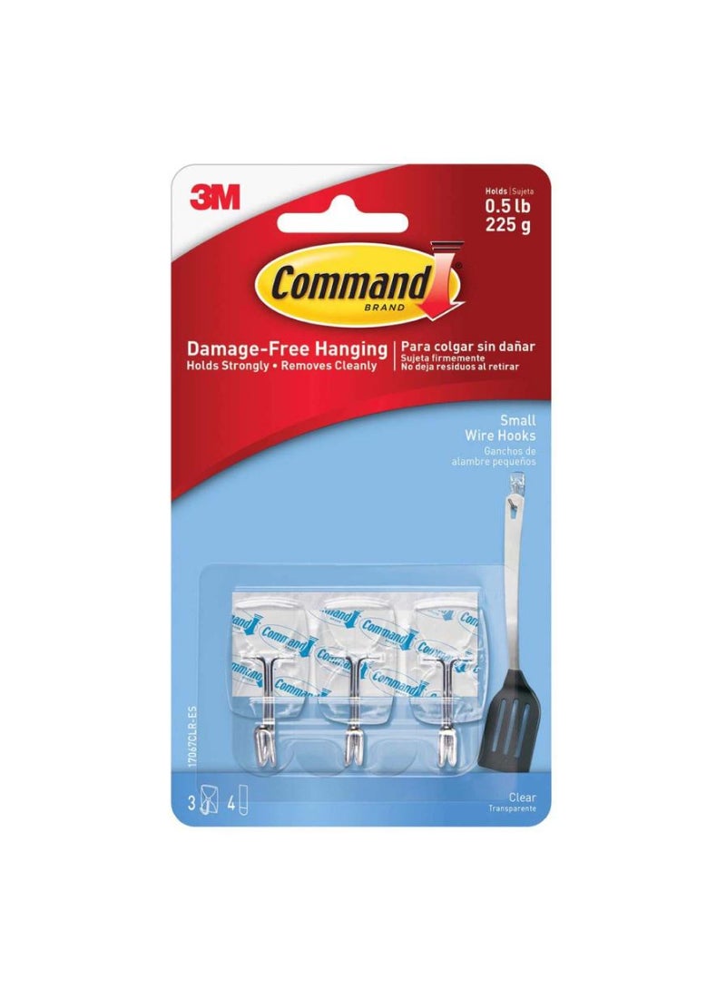 Scotch  3M Command Small Clear Wire Hook W/ Strip Holiday Pack