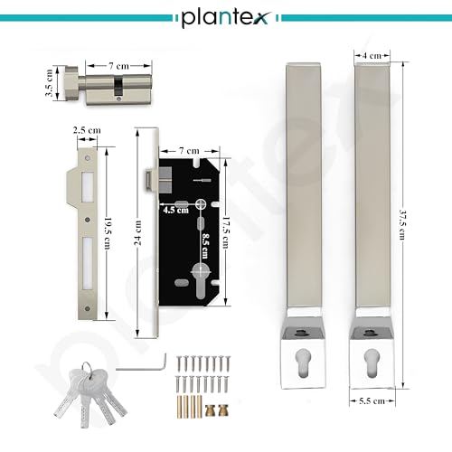 Plantex Door Handle/15 Inch Door Handle with Lock/Stainless Steel Handle Set for Home/Office/Door Accessories (Pack of 1, Satin White, Chrome) - Image 3