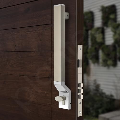 Plantex Door Handle/15 Inch Door Handle with Lock/Stainless Steel Handle Set for Home/Office/Door Accessories (Pack of 1, Satin White, Chrome) - Image 4