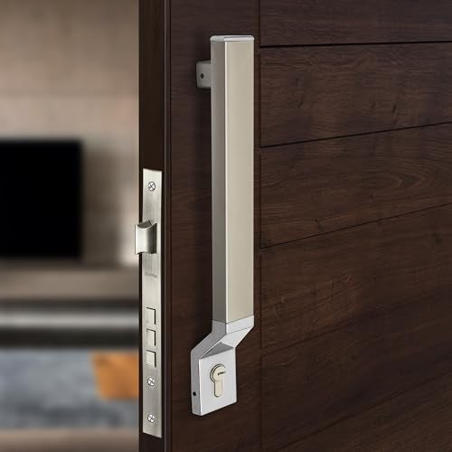 Plantex Door Handle/15 Inch Door Handle with Lock/Stainless Steel Handle Set for Home/Office/Door Accessories (Pack of 1, Satin White, Chrome) - Image 1