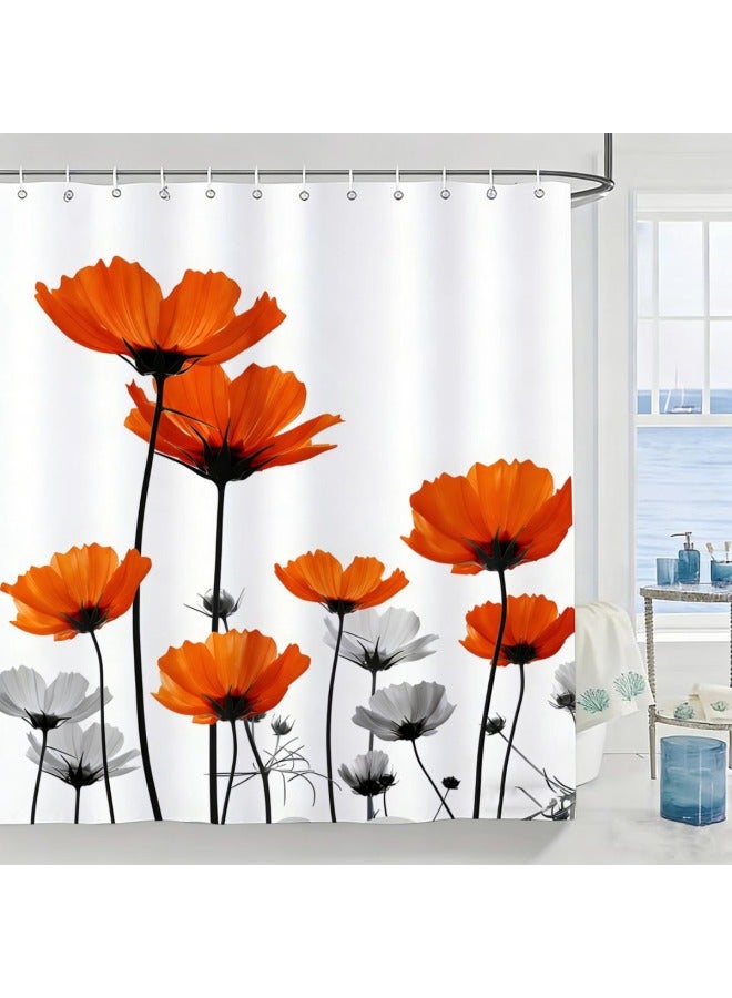 Plaid Waterproof Shower Curtain, Mildew-resistant Bathroom Shower Parion Curtain