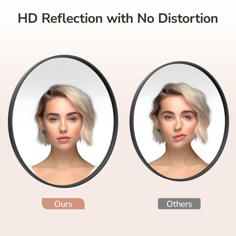 USHOWER Black Round Mirror for Over Sink 24-inch, Circle Bathroom Mirror, Metal Frame Vanity Mirror, Modern Wall Mirror for Entryway Living Room - Image 3