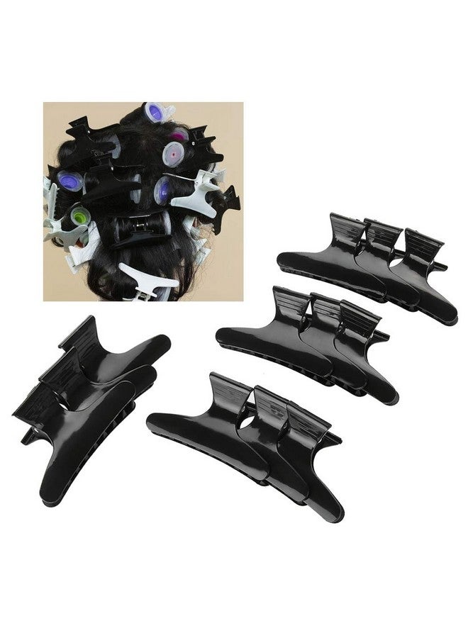 Uxsiya 12Pcs/set Black Butterfly Holding Hair Clip Hair Section Claw Clamps For Hairdressing Tool For Women Girls, Professional Hair Clamp Grips Hairdressing Styling Salon Tool - Image 2