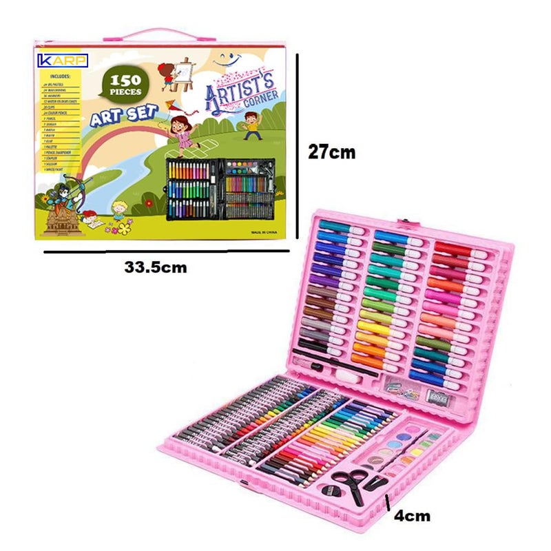 Karp Children Deluxe Art Drawing Set for Kids Case Art and Craft Supplies Drawing and Painting Set Great Gift (150Pcs -Pink) - Image 2