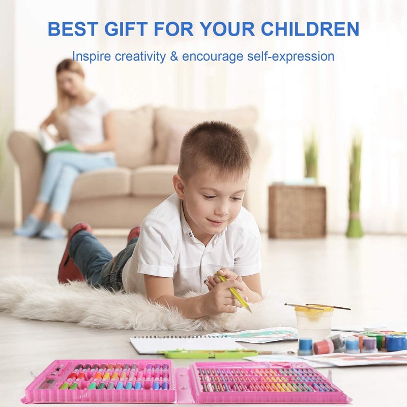 Karp Children Deluxe Art Drawing Set for Kids Case Art and Craft Supplies Drawing and Painting Set Great Gift (150Pcs -Pink) - Image 4