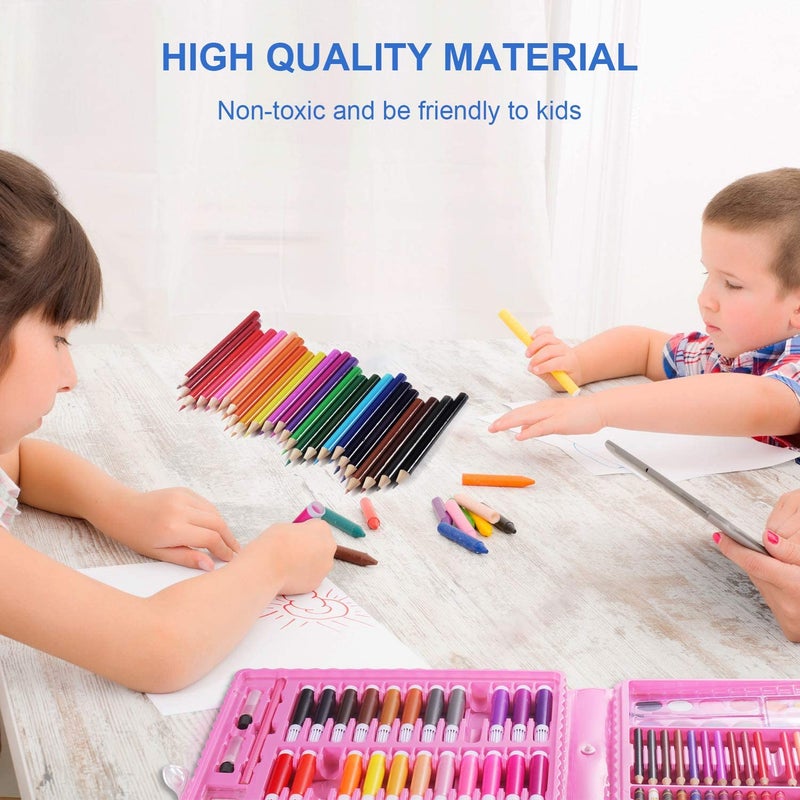 Karp Children Deluxe Art Drawing Set for Kids Case Art and Craft Supplies Drawing and Painting Set Great Gift (150Pcs -Pink) - Image 3