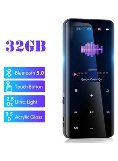 ليسو مشغل MP3 سعة 32 جيجابايت مع بلوتوث 5.0 - مشغل موسيقى MP3 MP4 رقمي محمول بدون فقدان للأطفال مع مكبر صوت راديو FM عالي الدقة للجري الرياضي، إطار من سبيكة زجاج الأكريليك مزدوج الجانب 2.5D  - Image 1