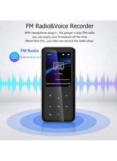 ليسو مشغل MP3 سعة 32 جيجابايت مع بلوتوث 5.0 - مشغل موسيقى MP3 MP4 رقمي محمول بدون فقدان للأطفال مع مكبر صوت راديو FM عالي الدقة للجري الرياضي، إطار من سبيكة زجاج الأكريليك مزدوج الجانب 2.5D  - Image 2